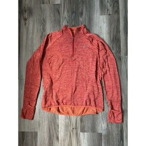 Nike Dri-FIT Thermal 1/2 Zip Pullover Orange Space Dye Mittens Womens M Running